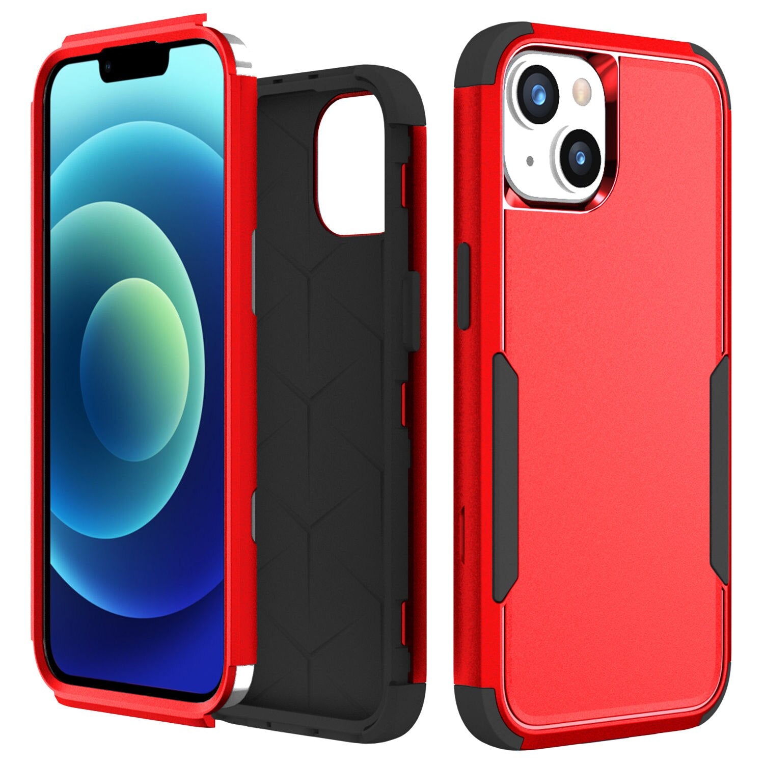 Case For iPhone 14 Armor Shockproof 3 in 1 Hybrid iPhone 14 Pro Max Colorful Hard PC +Silicone Heavy Duty Full Protection Cover - 0 For iPhone 14 / Red Black / United States Find Epic Store