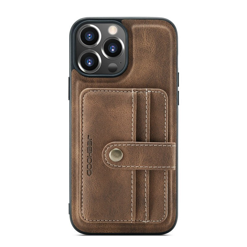 Case For iPhone 14 Luxury Magnetic Safe Leather Anti-theft brush Wallet Card Solt Bag Stand Holder Cover For iPhone 14 Pro Max - 0 For iPhone 14 / Brown / United States Find Epic Store