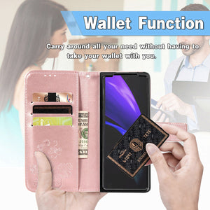 Embossed 3D Flower Case for Samsung Galaxy Z Fold 4 Fold 3 Leather Wallet Phone Case Bag Cover - 0 Find Epic Store