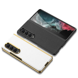 Case For Samsung Galaxy Z Fold 4 Luxury Plating Surface Plain Leather Case Soft Feel All-inclusive Protection Phone Cover - 0 Find Epic Store