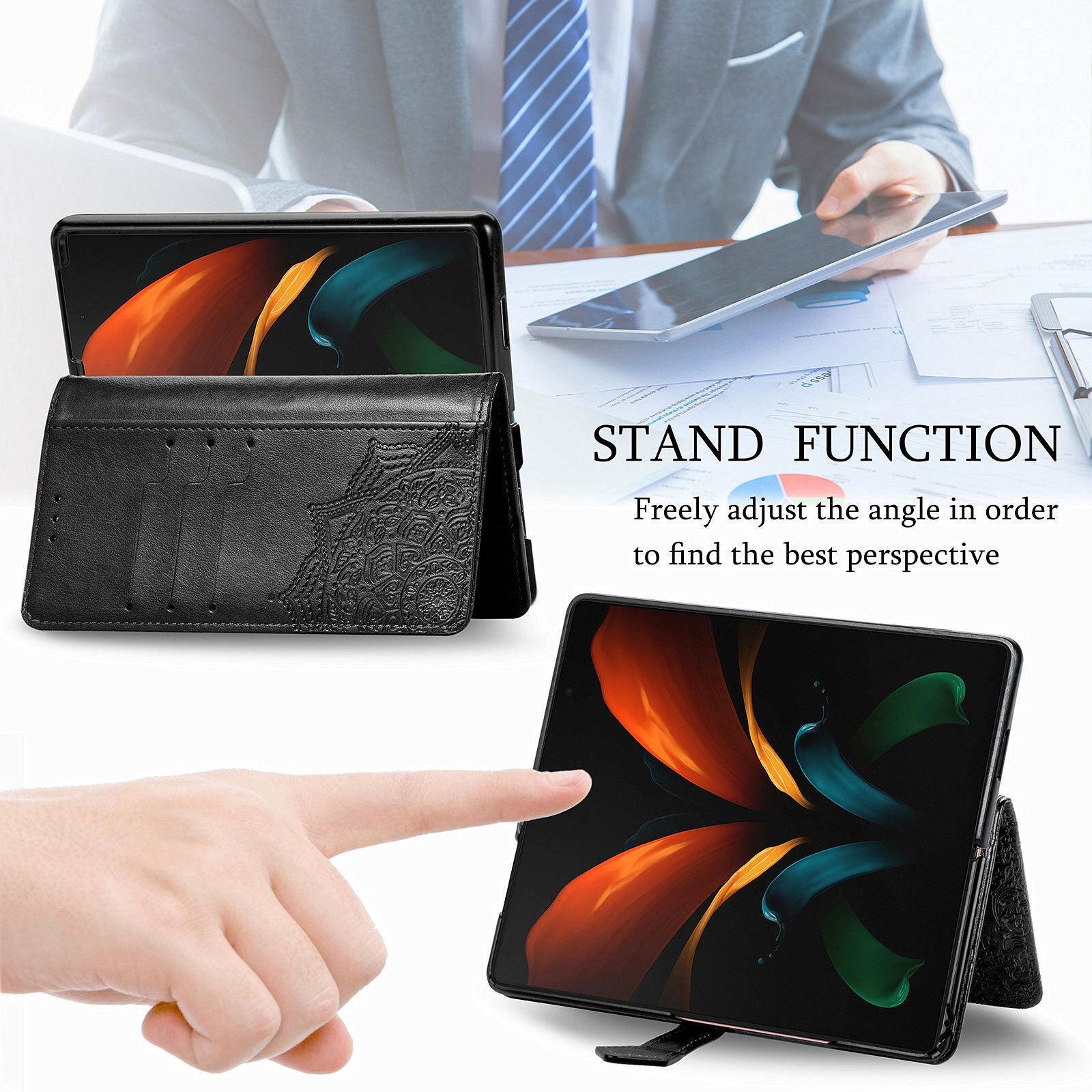 Leather Case for Samsung Galaxy Z Fold 4 Prime 3D Relief Flower Wallet Flip case on Galaxy Z fold 3 With Stand Function - 0 Find Epic Store