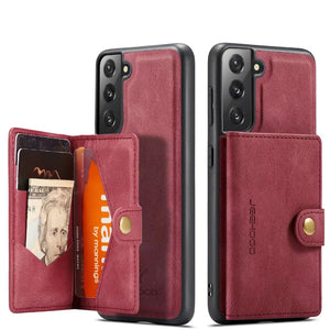 Magnetic Case For Samsung Galaxy S22 Ultra S22+ Plus S21 FE Leather Wallet Card Solt Bag Case For Samsung Galaxy S22 Ultra 5G - 0 For Galaxy S22 / Red / United States Find Epic Store