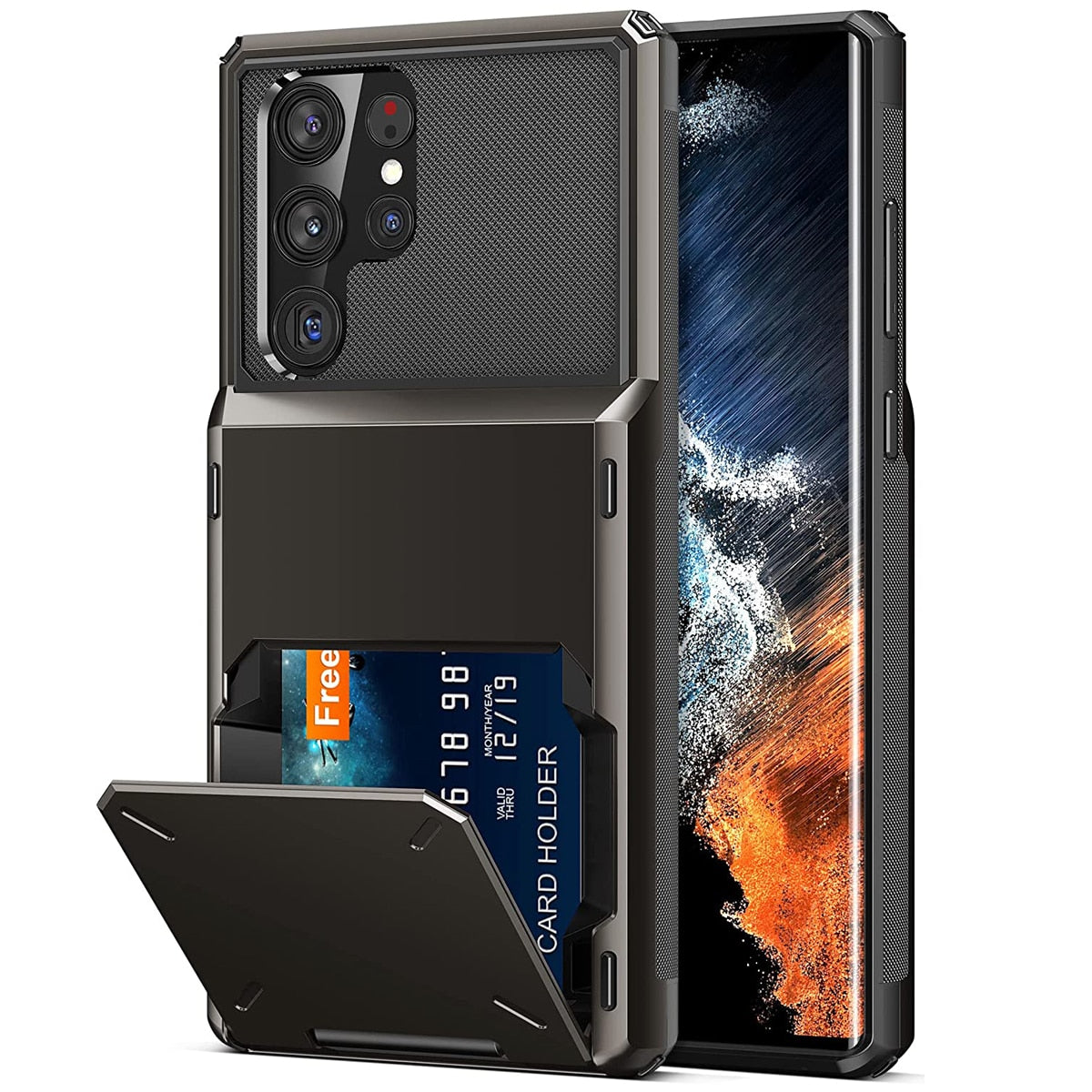 Case for Samsung S22 Ultra Wallet, Flip Cover Credit Card Holder Pocket Dual Layer Protective Full-Body Protection Hard Bumper - 0 Find Epic Store