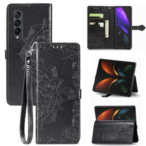 Leather Case for Samsung Galaxy Z Fold 4 Prime 3D Relief Flower Wallet Flip case on Galaxy Z fold 3 With Stand Function - 0 Find Epic Store