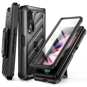CASE For Samsung Galaxy Z Fold 3 5G (2021) UB Rugged Belt Clip Shockproof Protective Case with Built-in Screen Protector - 0 PC + TPU / Black / United States Find Epic Store