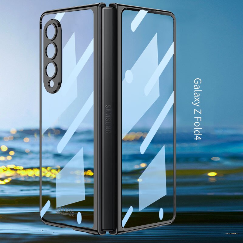 Original HD Transparent Case For Samsung Galaxy Z Fold 4 Shell Film Intergrated Electroplated Shockproof Hard Plastic Cover - 0 Galaxy Z Fold 4 / Black / United States Find Epic Store