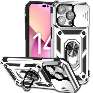 For iPhone 14 Pro&amp;14 Pro Max Case Slide Camera Lens Military Grade Bumpers Armor Cover for iPhone 14 - 0 For iPhone 14 / Silver / United States Find Epic Store
