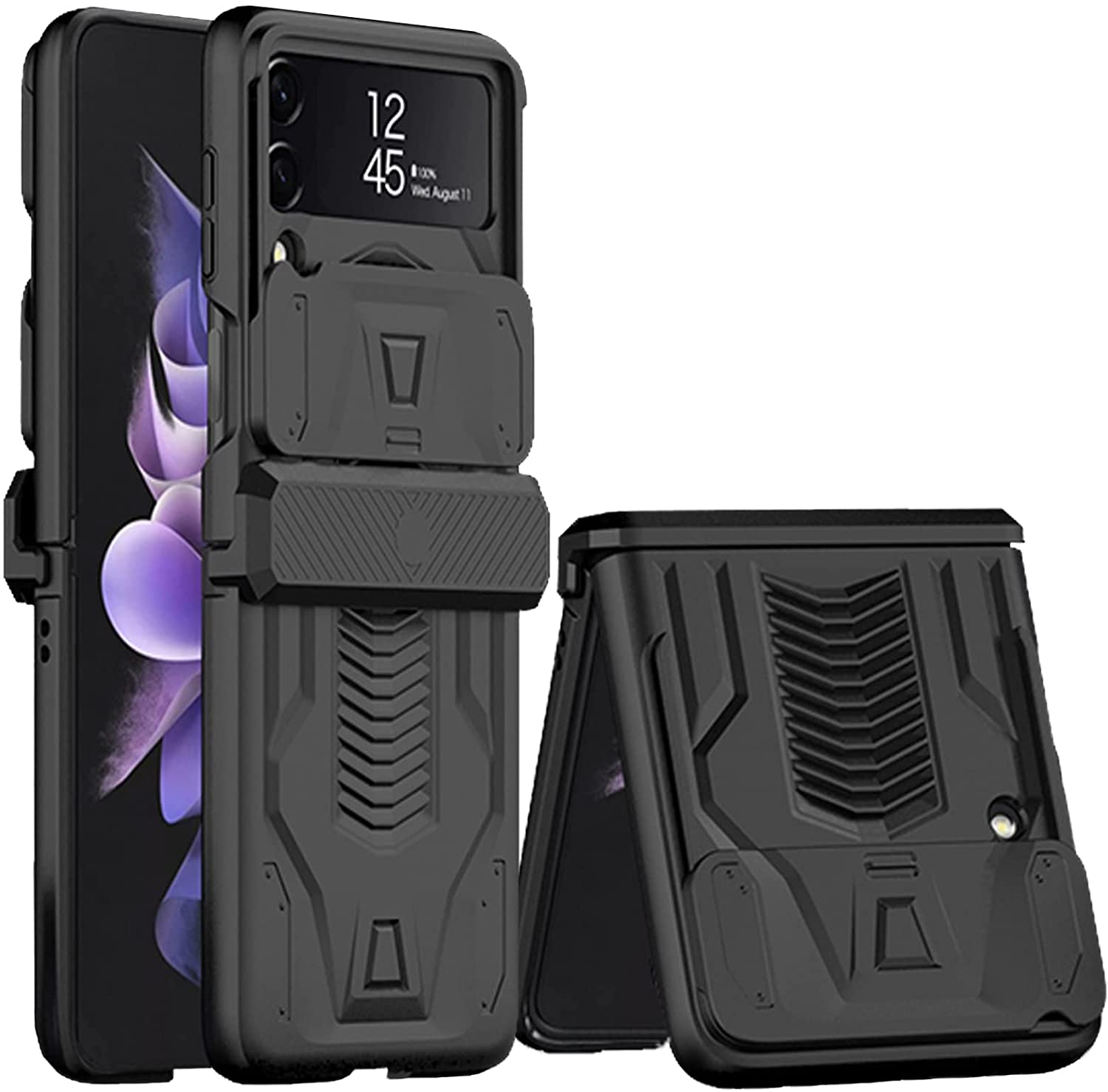 Military-Grade Armor Protection Case for Samsung Galaxy Z Flip4 Flip3 Hinge Protection Device Sliding Camera Protection Cover - 0 for Samsung Z Flip 3 / Black / United States Find Epic Store