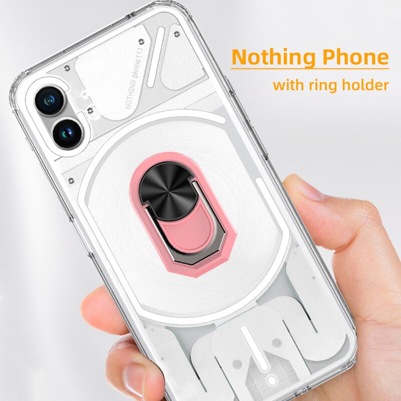 Nothing Phone 1 Case, with Ring Holder Crystal Clear Anti-Yellow Ultra-Thin Slim Fit Soft Silicone Magnetic Car Mount Phone Case - 0 for Nothing Phone / Pink / United States|Case & Holder Find Epic Store