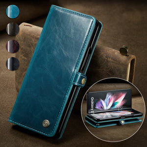 Case for Samsung Galaxy Z Fold 4 5G Fold 3 Retro Purse Leather, Case Me Luxury Magneti Card Holder Wallet Cover for Galaxy Fold 3 - 0 for Galaxy Z Fold 3 / Blue / United States Find Epic Store