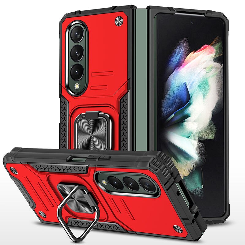 Case For Samsung Galaxy Z Fold 4 3 Case Camera Cover Built-in 360°Rotate Ring Stand Car Holder Magnetic Protective Shockproof Cover - 0 For Galaxy Z Fold 3 / Red / United States Find Epic Store