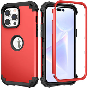 Case for iPhone 14 Pro Max 2022, 3-in-1 Hybrid Soft Silicone Rubber Hard PC Heavy Duty Shockproof Rugged Bumper Protective Case - 0 for iPhone 14 / Red / United States Find Epic Store