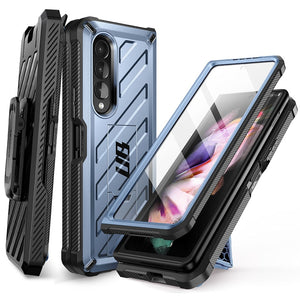 CASE For Samsung Galaxy Z Fold 3 5G (2021) UB Rugged Belt Clip Shockproof Protective Case with Built-in Screen Protector - 0 PC + TPU / Tilt / United States Find Epic Store