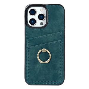 Stylish Matte Leather Case for iPhone 14 13 12 Mini 11 XR XS Max 7 8 Plus with Ring Holder multifunctional storage Phone Cover - 0 For iPhone 7 8 / Blue / United States Find Epic Store