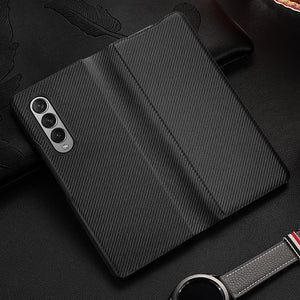 High Quality Fiber Grain Leather Case for Samsung Galaxy Z Fold 4 Anti-drop Lens and Screen Full Protection Folding Case - 0 For Galaxy Z Fold 4 / Black 1 / United States Find Epic Store