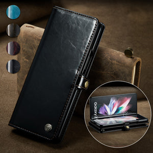 Case for Samsung Galaxy Z Fold 4 5G Fold 3 Retro Purse Leather, Case Me Luxury Magneti Card Holder Wallet Cover for Galaxy Fold 3 - 0 for Galaxy Z Fold 3 / Black / United States Find Epic Store
