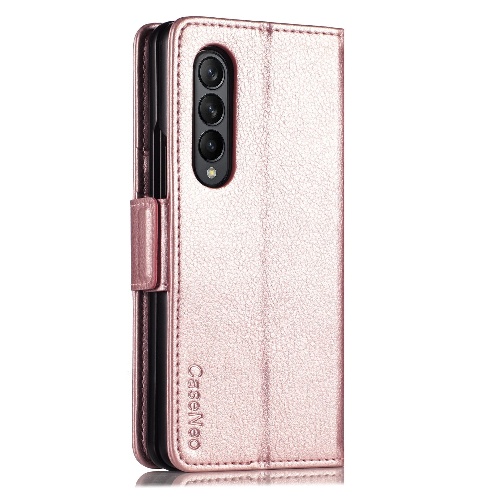 Premium Lychee Pattern Leather Case for Samsung Galaxy Z Fold 4 3 with Pen Holder Multifunctional Wallet Design Anti-Drop Cover - 0 For Galaxy Z Fold 3 / Rose Gold / United States Find Epic Store