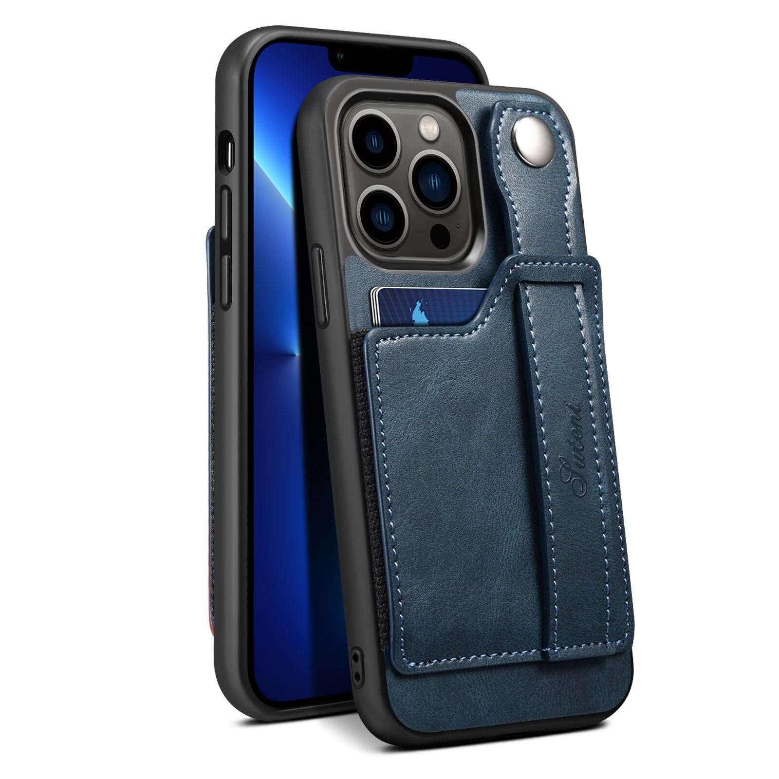 Case For iPhone 14 Pro Max Case PU Leather Wallet Flip Cover Stand Feature with Wrist Strap and Credit Cards Pocket for iPhone 14 Pro - 0 For iPhone 14 / Blue / United States Find Epic Store
