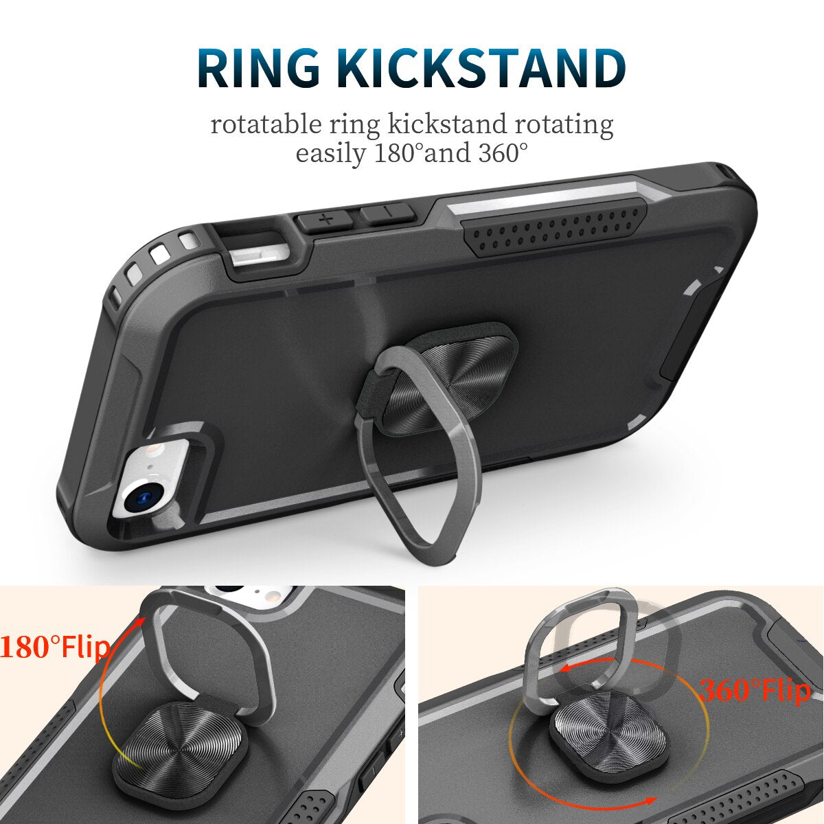 Case for iPhone SE 2022/2020 7 8 Case Heavy Duty Full Body Shockproof Kickstand with 360° Ring Holder Support Car Mount Hybrid Bumper - 0 Find Epic Store