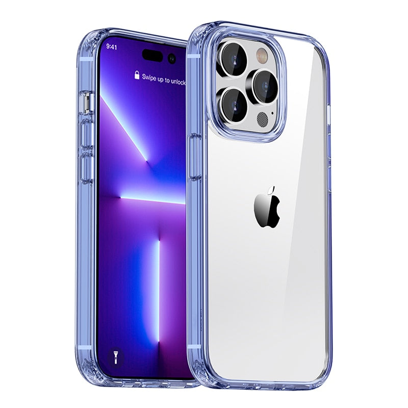 Air Armor Case for iPhone 14 Pro Max Case Military-Grade Drop Protection Shock-Absorbing Corners Yellowing-Resistant Hard Back - 0 For iPhone 14 / Clear Blue / United States Find Epic Store