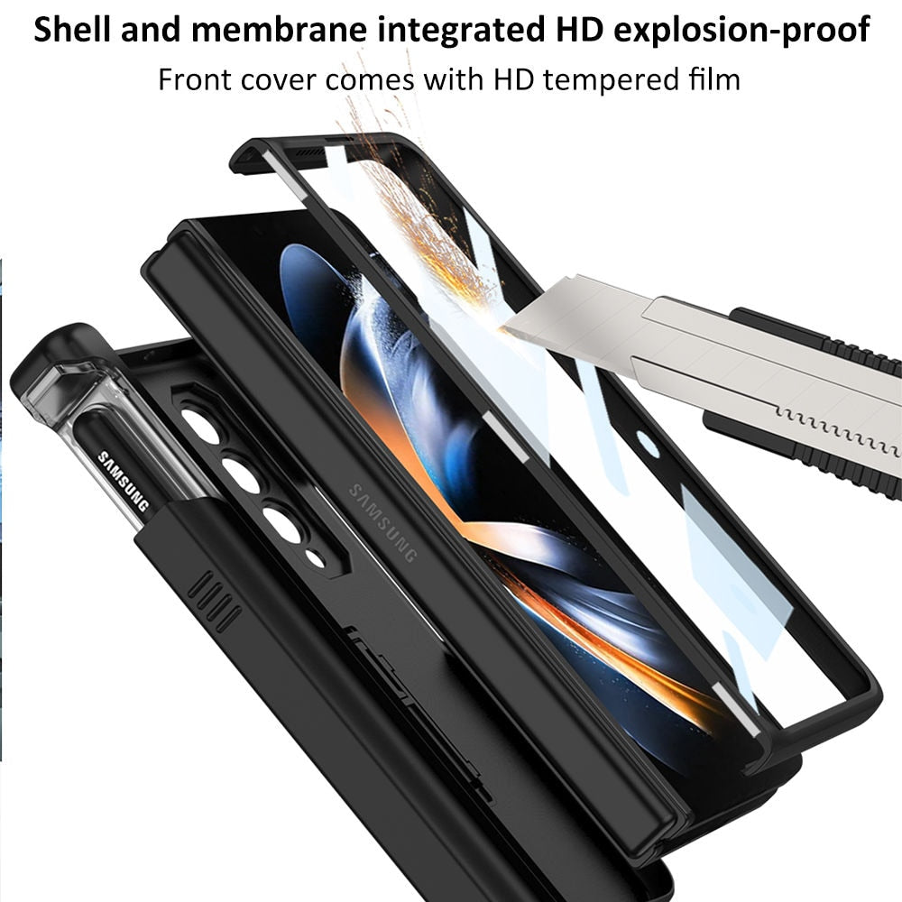Magnetic Folding Armor Slide Pen Case for Samsung Galaxy Z Fold 4 5G with Bracket Anti-Drop Shockproof Full Protection Cover - 0 Find Epic Store