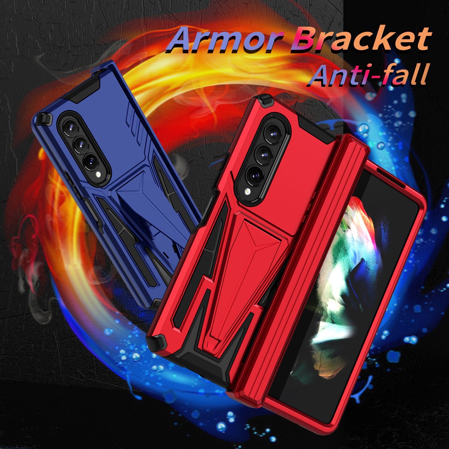 Case For Samsung Galaxy Z Fold 4 Armor Stand Holder Rugged Silicone Shockproof Case For Galaxy Z Fold 3 5G Back Cover - 0 Find Epic Store