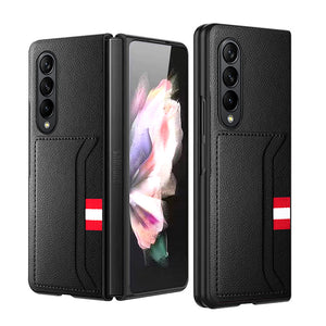 Premium lychee pattern Leather Case for Samsung Galaxy Z Fold 4 5G Fashion with Card Holder Shockproof Cover for Galaxy Z Fold 3 - 0 Find Epic Store