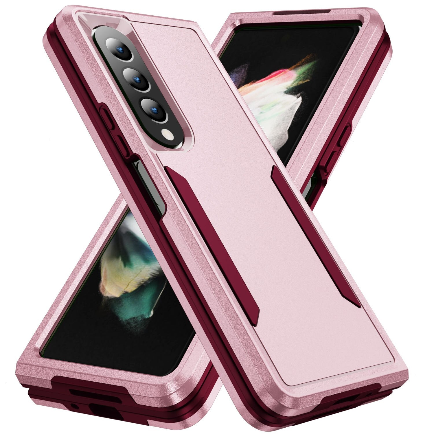 Case For Samsung Galaxy Z Fold 4 5G Military-Grade Protection Fashion Anti-Scratch Folding Armor Case Cover for Galaxy Z Fold 3 - 0 For Galaxy Z Flip 3 / Pink / United States Find Epic Store