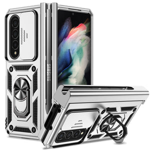 Case For Samsung Galaxy Z Fold 4 Slide Camera Lens Military Grade Bumpers Armor Cover for Samsung Galaxy Z Fold 4 - 0 For Galaxy Z Fold 4 / Silver / United States Find Epic Store