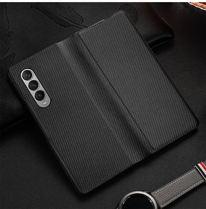 High Quality Fiber Grain Leather Case for Samsung Galaxy Z Fold 4 Anti-drop Lens and Screen Full Protection Folding Case - 0 Find Epic Store