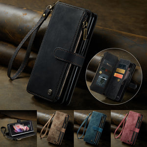 Case for Samsung Galaxy Z Fold 3/4 Wallet, Durable PU Leather Magnetic Wallet Flip Lanyard Strap Wristlet Zipper Card Holder Case - 0 Find Epic Store