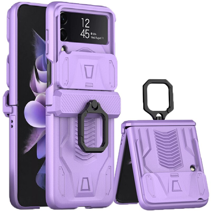 With Push Window Camera Protector Case For Samsung Galaxy Z Flip 3 Shockproof Phone Cover Z Flip 4 3 5G Magnetic Case Key Ring - 0 Galaxy Z Flip 4 / Purple / United States Find Epic Store