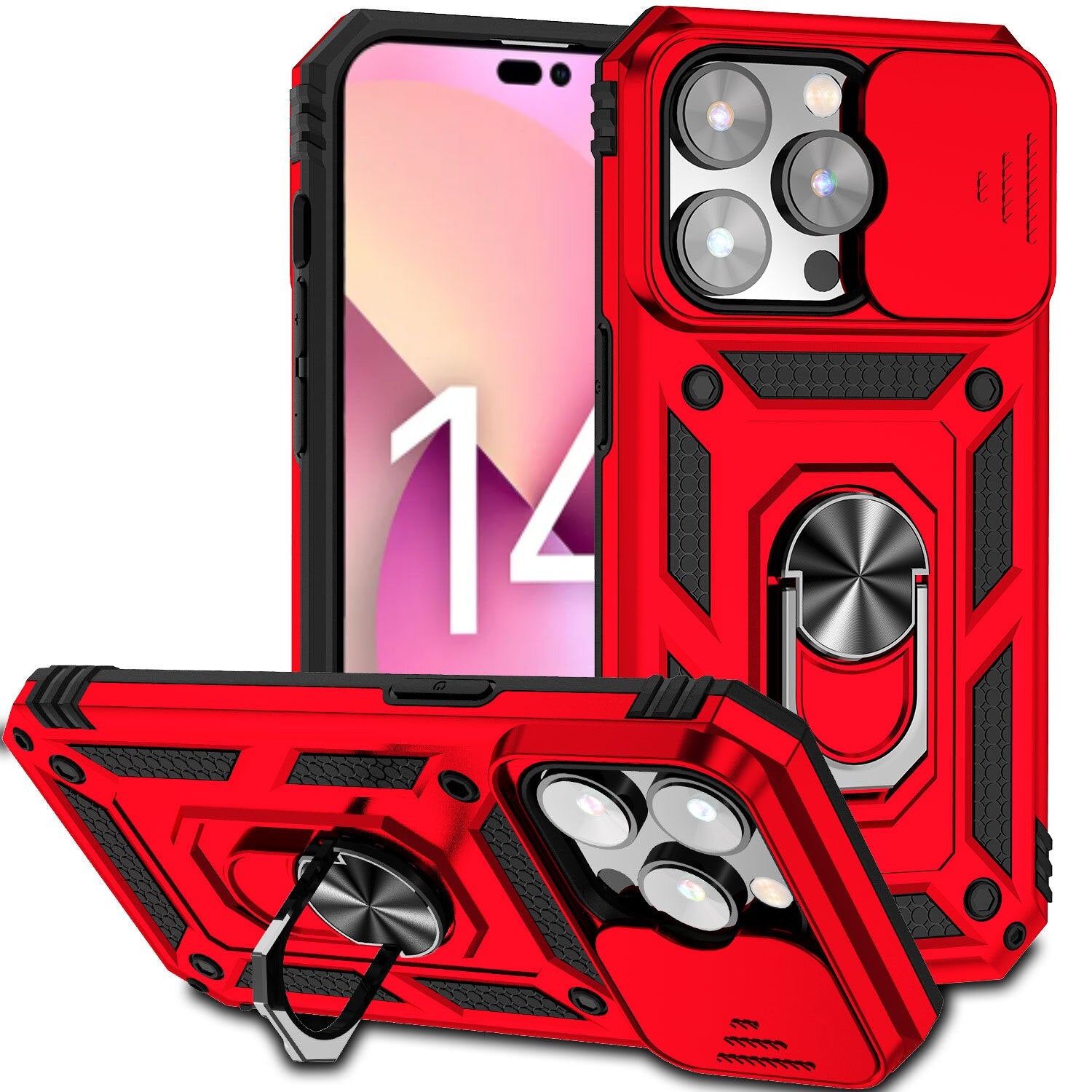 For iPhone 14 Pro&amp;14 Pro Max Case Slide Camera Lens Military Grade Bumpers Armor Cover for iPhone 14 - 0 For iPhone 14 / Red / United States Find Epic Store