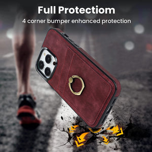 Stylish Matte Leather Case for iPhone 14 13 12 Mini 11 XR XS Max 7 8 Plus with Ring Holder multifunctional storage Phone Cover - 0 Find Epic Store