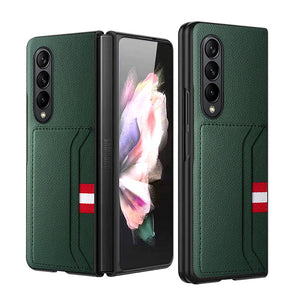 Premium lychee pattern Leather Case for Samsung Galaxy Z Fold 4 5G Fashion with Card Holder Shockproof Cover for Galaxy Z Fold 3 - 0 For Galaxy Z Fold 3 / Green / United States Find Epic Store