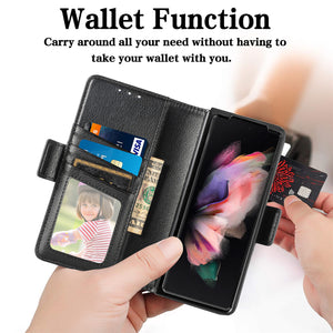 Premium Lychee Pattern Leather Case for Samsung Galaxy Z Fold 4 3 with Pen Holder Multifunctional Wallet Design Anti-Drop Cover - 0 Find Epic Store