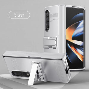Case For Samsung Galaxy Z Fold 4 5G All-inclusive Drop Protection Kickstand Phone Case Non-Fingerprint Cover for Galaxy Z Fold 4 - 0 For Galaxy Z Flip 4 / Silver / United States Find Epic Store