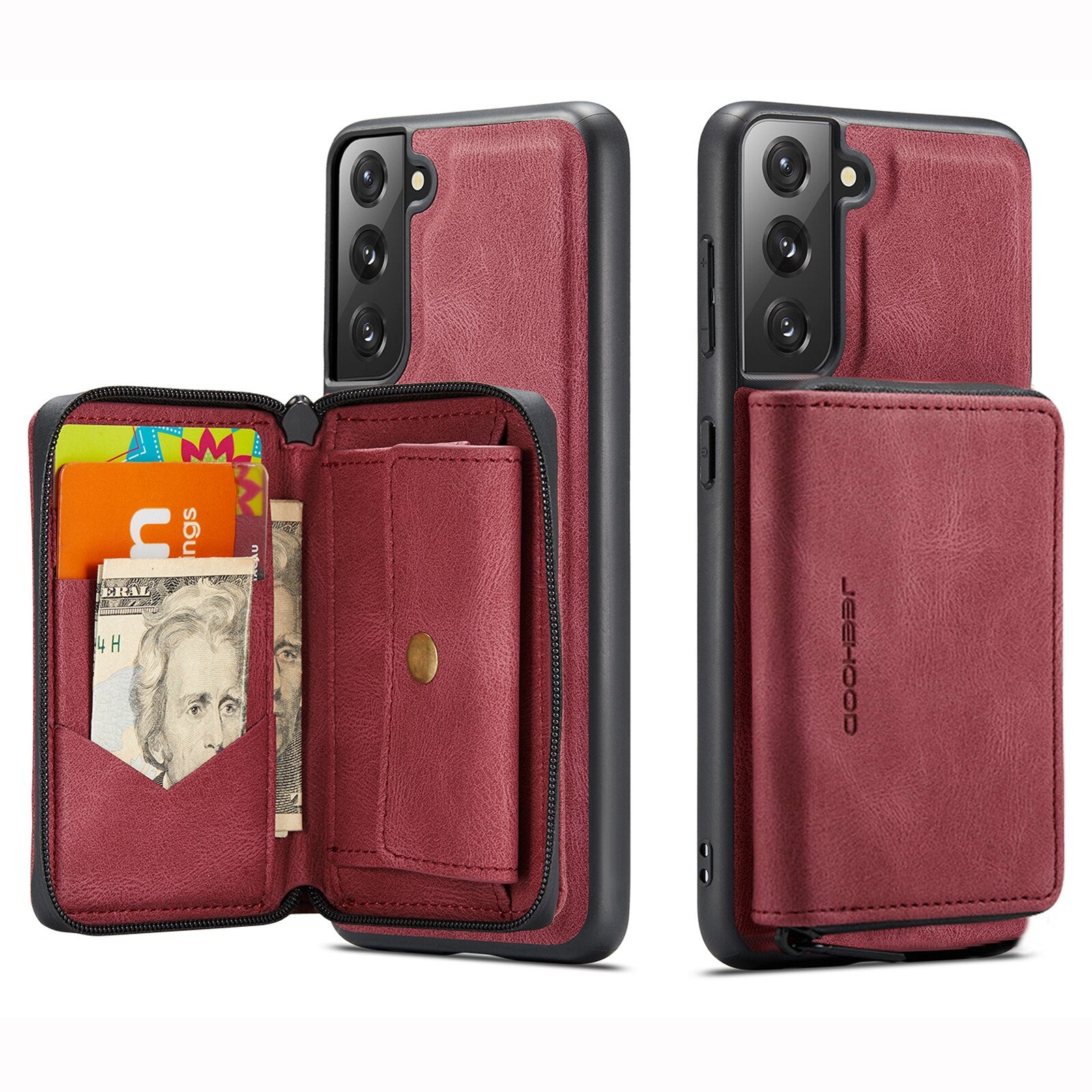 PU Leather Wallet Case For Samsung Galaxy S22 Ultra S22+ S22 5G S21 FE Case Card Solt Bag Magnetic Support Wireless Charging - 0 For Galaxy S21 FE / Red / United States Find Epic Store