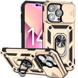 For iPhone 14 Pro&amp;14 Pro Max Case Slide Camera Lens Military Grade Bumpers Armor Cover for iPhone 14 - 0 For iPhone 14 / Gold / United States Find Epic Store
