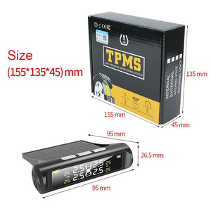 Car TPMS Tyre Pressure Monitoring System Solar Power Digital LCD Display Auto Security Alarm Systems Pressure External Sensor - 0 Find Epic Store