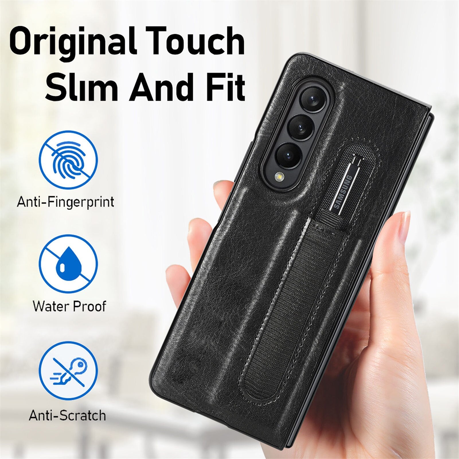 Premium Leather Case for Samsung Galaxy Z Fold 4 Slim Design with Pen Holder Anti-Drop Cover for Galaxy Z Fold 3 - 0 Find Epic Store