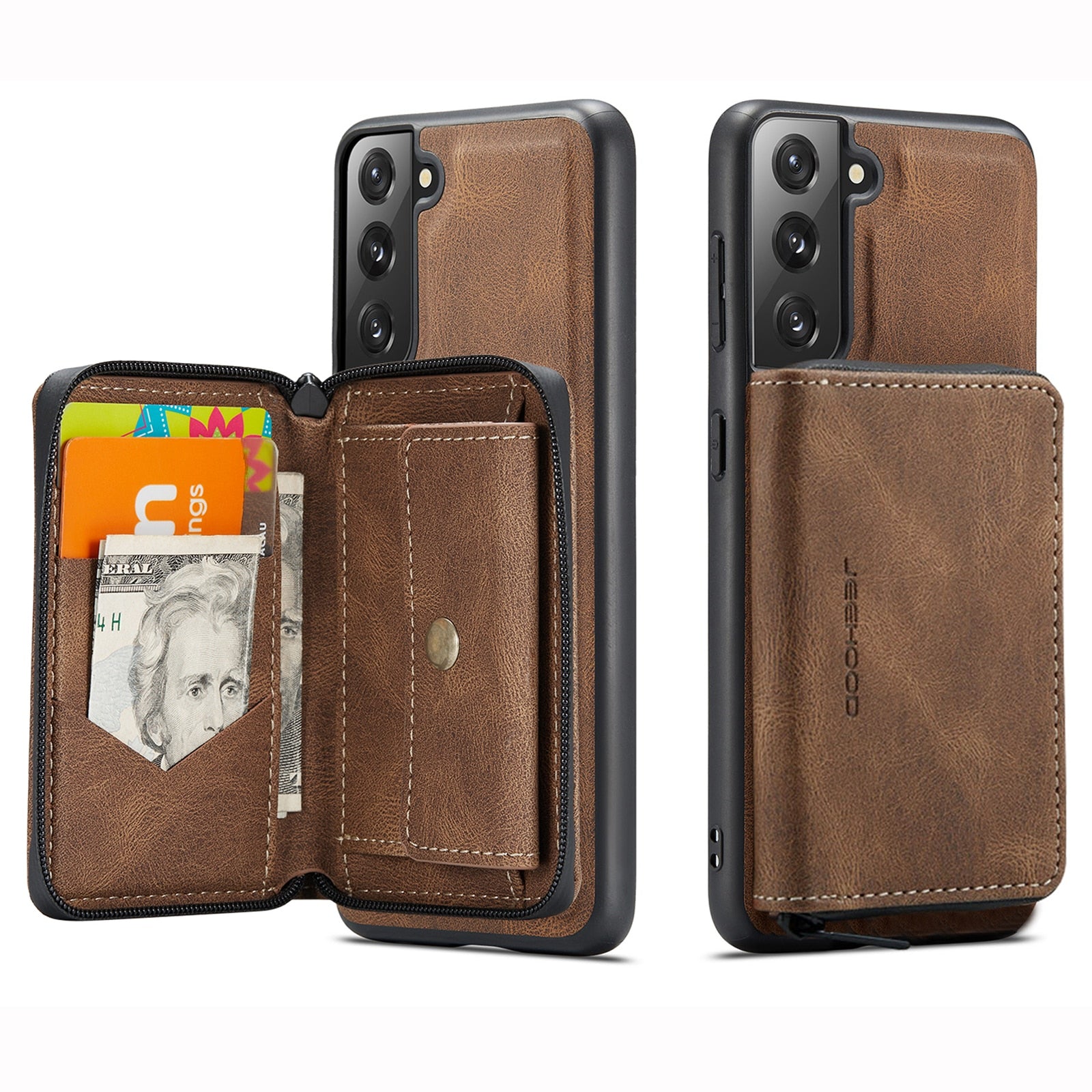 PU Leather Wallet Case For Samsung Galaxy S22 Ultra S22+ S22 5G S21 FE Case Card Solt Bag Magnetic Support Wireless Charging - 0 For Galaxy S21 FE / Brown / United States Find Epic Store