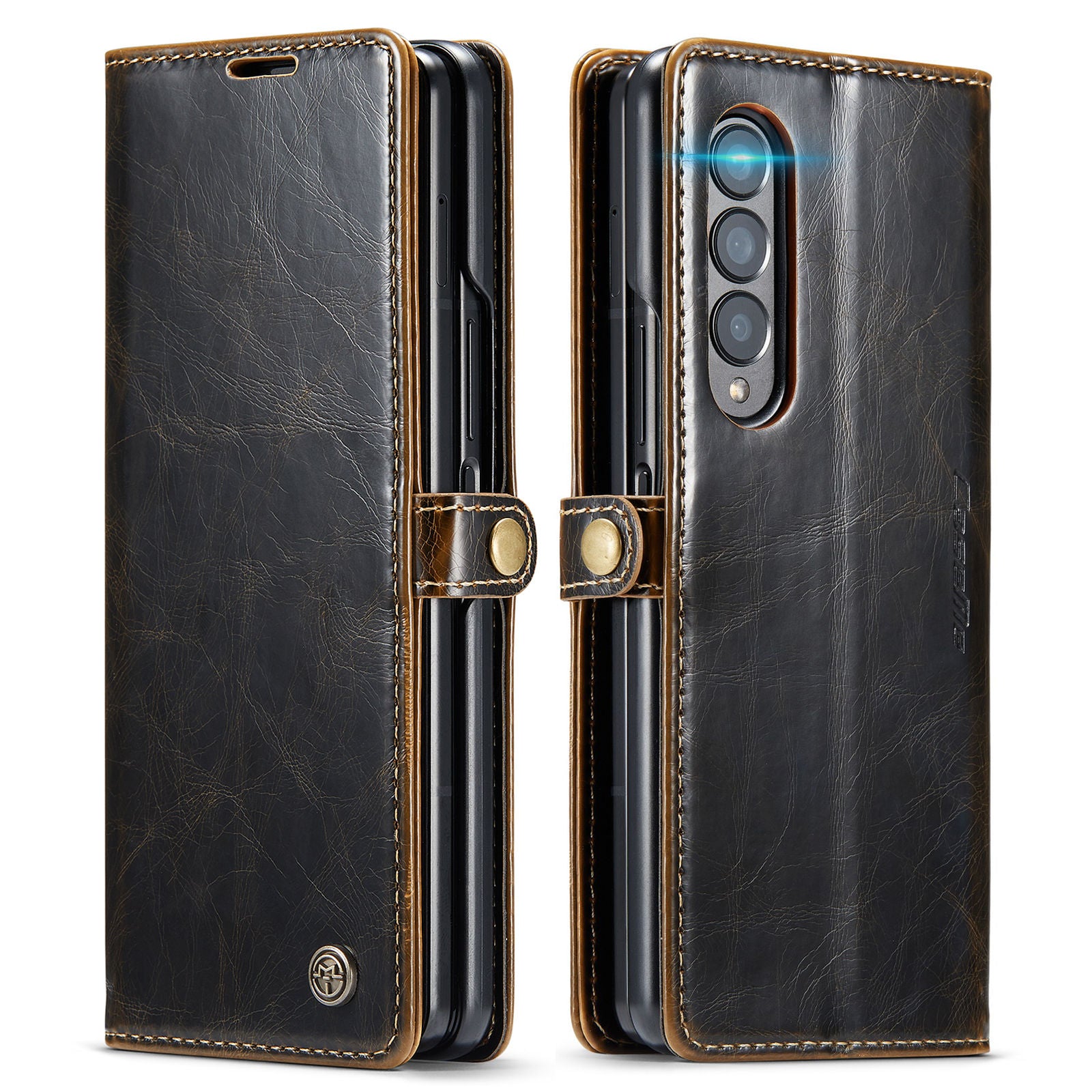 Case For Samsung Galaxy Z Fold 4 5G Retro Purse Leather Luxury Magnetic Card Holder All-Round Protection Wallet Cover - 0 For Galaxy Z Fold 4 / Black Brown / United States Find Epic Store