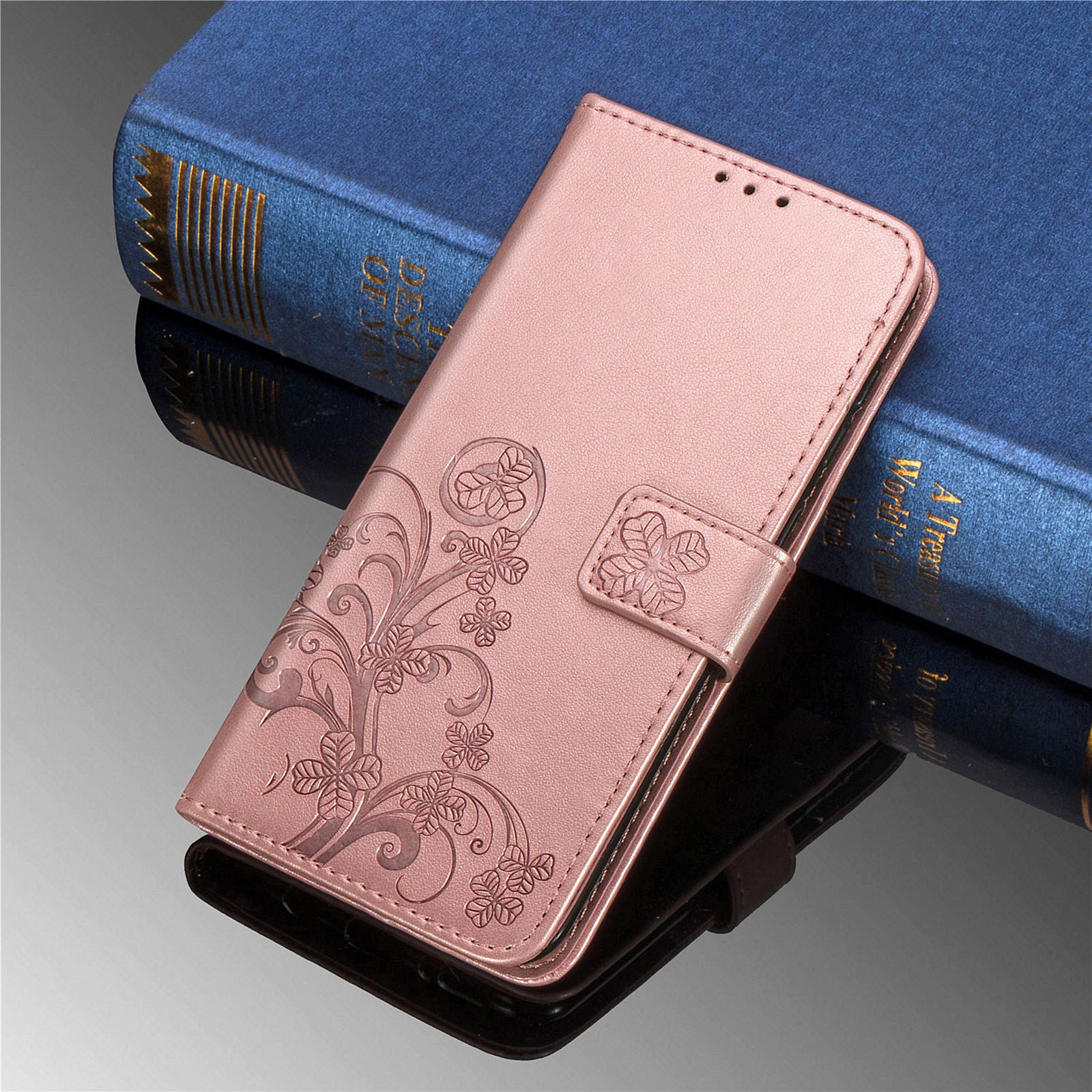 Embossed 3D Flower Case for Samsung Galaxy Z Fold 4 Fold 3 Leather Wallet Phone Case Bag Cover - 0 For Galaxy Z Fold 3 / Rose Gold / United States Find Epic Store