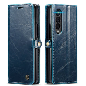 Case For Samsung Galaxy Z Fold 4 5G Retro Purse Leather Luxury Magnetic Card Holder All-Round Protection Wallet Cover - 0 For Galaxy Z Fold 4 / Blue / United States Find Epic Store