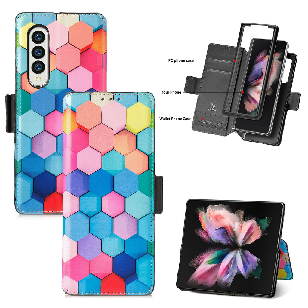 Premium Leather Case for Samsung Galaxy Z Fold 4 3 Colorful Multifunctional Wallet Design Double Side Buckle Anti-Drop Cover - 0 Find Epic Store