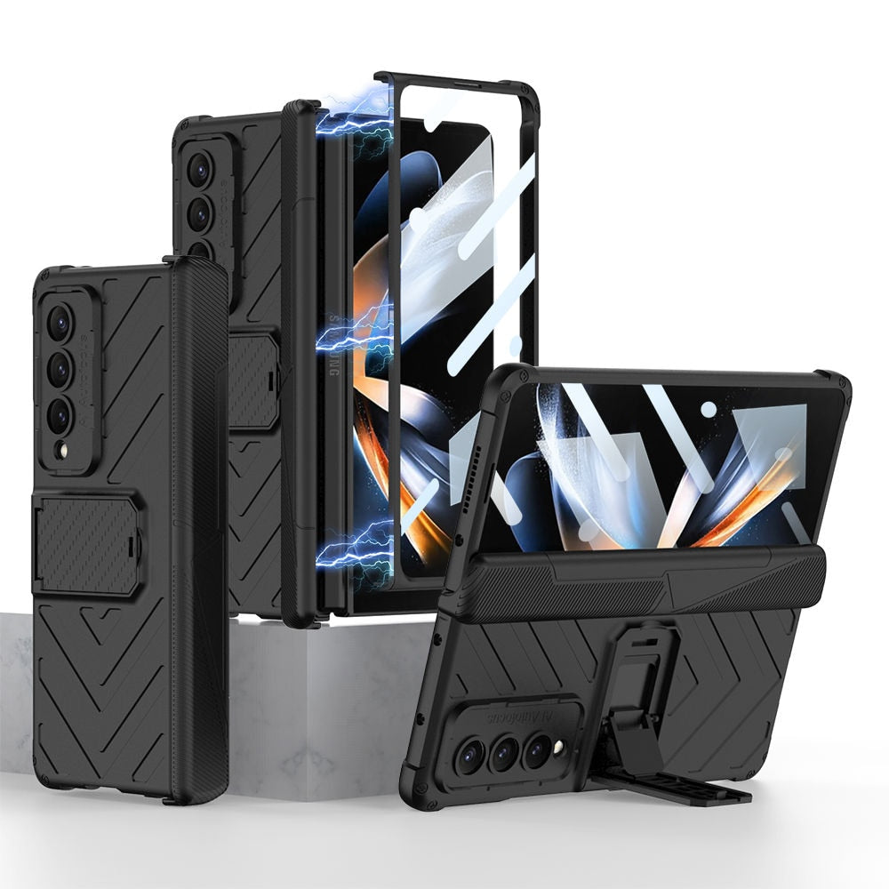 Magnetic Folding Armor Case for Samsung Galaxy Z Fold 4 5G with adjustable Bracket Anti-Drop Full Protection Cover - 0 For Galaxy Z Fold 4 / Black / United States Find Epic Store
