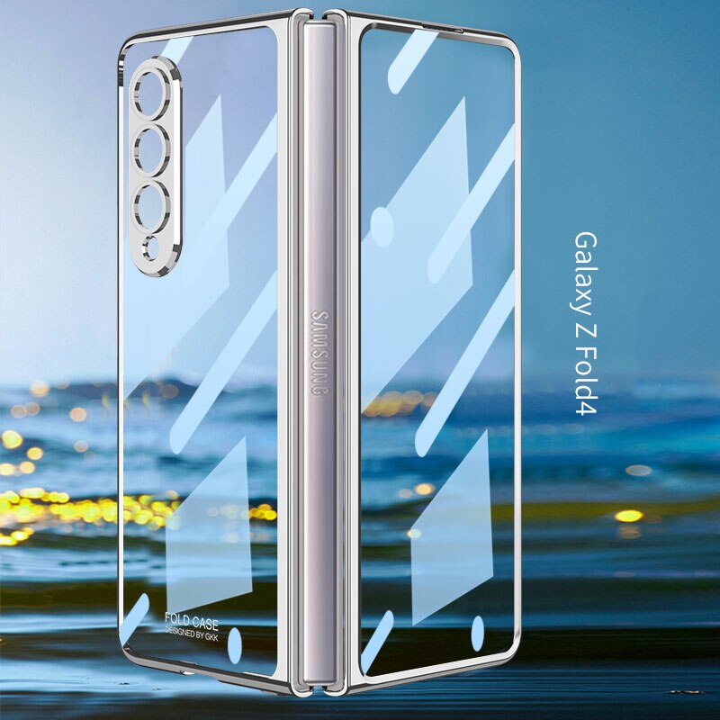 Original HD Transparent Case For Samsung Galaxy Z Fold 4 Shell Film Intergrated Electroplated Shockproof Hard Plastic Cover - 0 Galaxy Z Fold 4 / Silver / United States Find Epic Store