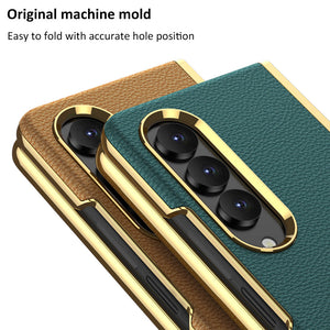 Case For Samsung Galaxy Z Fold 4 Luxury Plating Surface Plain Leather Case Soft Feel All-inclusive Protection Phone Cover - 0 Find Epic Store