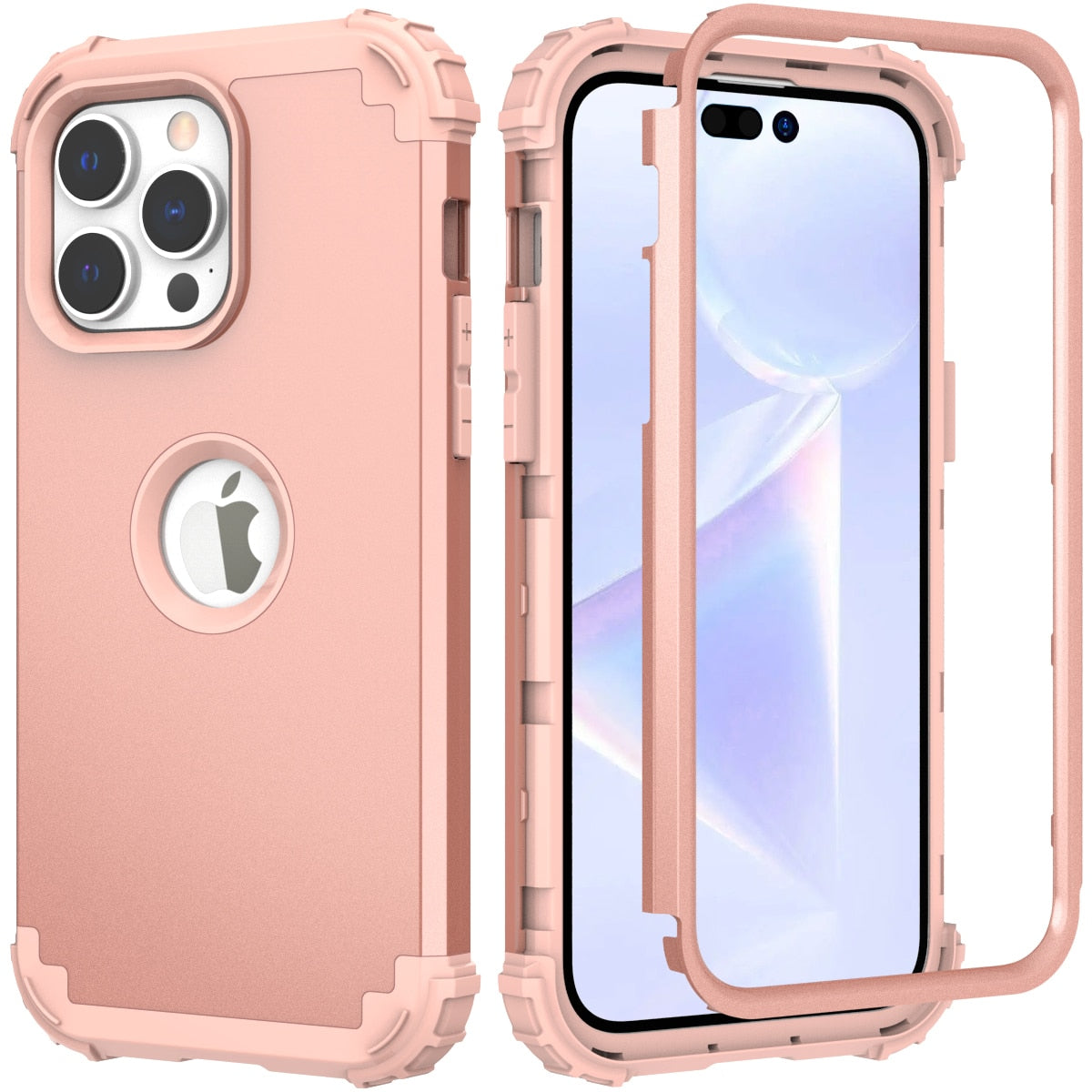 Case for iPhone 14 Pro Max 2022, 3-in-1 Hybrid Soft Silicone Rubber Hard PC Heavy Duty Shockproof Rugged Bumper Protective Case - 0 for iPhone 14 / Rose Gold / United States Find Epic Store